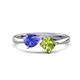 1 - Lysha 1.40 ctw Tanzanite Pear Shape (7x5 mm) & Peridot Cushion Shape (5.00 mm) Toi Et Moi Engagement Ring 