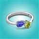 3 - Lysha 1.40 ctw Tanzanite Pear Shape (7x5 mm) & Peridot Cushion Shape (5.00 mm) Toi Et Moi Engagement Ring 