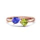1 - Lysha 1.40 ctw Tanzanite Pear Shape (7x5 mm) & Peridot Cushion Shape (5.00 mm) Toi Et Moi Engagement Ring 