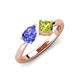4 - Lysha 1.40 ctw Tanzanite Pear Shape (7x5 mm) & Peridot Cushion Shape (5.00 mm) Toi Et Moi Engagement Ring 