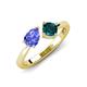 4 - Lysha 1.50 ctw Tanzanite Pear Shape (7x5 mm) & London Blue Topaz Cushion Shape (5.00 mm) Toi Et Moi Engagement Ring 
