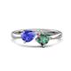 1 - Lysha 1.56 ctw Tanzanite Pear Shape (7x5 mm) & Lab Created Alexandrite Cushion Shape (5.00 mm) Toi Et Moi Engagement Ring 