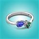 3 - Lysha 1.56 ctw Tanzanite Pear Shape (7x5 mm) & Lab Created Alexandrite Cushion Shape (5.00 mm) Toi Et Moi Engagement Ring 