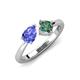 4 - Lysha 1.56 ctw Tanzanite Pear Shape (7x5 mm) & Lab Created Alexandrite Cushion Shape (5.00 mm) Toi Et Moi Engagement Ring 