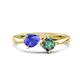 1 - Lysha 1.56 ctw Tanzanite Pear Shape (7x5 mm) & Lab Created Alexandrite Cushion Shape (5.00 mm) Toi Et Moi Engagement Ring 