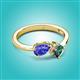 3 - Lysha 1.56 ctw Tanzanite Pear Shape (7x5 mm) & Lab Created Alexandrite Cushion Shape (5.00 mm) Toi Et Moi Engagement Ring 