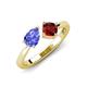 4 - Lysha 1.50 ctw Tanzanite Pear Shape (7x5 mm) & Red Garnet Cushion Shape (5.00 mm) Toi Et Moi Engagement Ring 