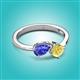 3 - Lysha 1.56 ctw Tanzanite Pear Shape (7x5 mm) & Lab Created Yellow Sapphire Cushion Shape (5.00 mm) Toi Et Moi Engagement Ring 