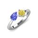 4 - Lysha 1.56 ctw Tanzanite Pear Shape (7x5 mm) & Lab Created Yellow Sapphire Cushion Shape (5.00 mm) Toi Et Moi Engagement Ring 