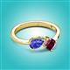 3 - Lysha 1.37 ctw Tanzanite Pear Shape (7x5 mm) & Rhodolite Garnet Cushion Shape (5.00 mm) Toi Et Moi Engagement Ring 