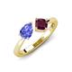 4 - Lysha 1.37 ctw Tanzanite Pear Shape (7x5 mm) & Rhodolite Garnet Cushion Shape (5.00 mm) Toi Et Moi Engagement Ring 