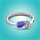 3 - Lysha 1.25 ctw Tanzanite Pear Shape (7x5 mm) & Lab Grown Diamond Cushion Shape (5.00 mm) Toi Et Moi Engagement Ring 