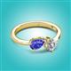 3 - Lysha 1.25 ctw Tanzanite Pear Shape (7x5 mm) & Lab Grown Diamond Cushion Shape (5.00 mm) Toi Et Moi Engagement Ring 