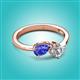 3 - Lysha 1.25 ctw Tanzanite Pear Shape (7x5 mm) & Lab Grown Diamond Cushion Shape (5.00 mm) Toi Et Moi Engagement Ring 