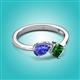 3 - Lysha 1.30 ctw Tanzanite Pear Shape (7x5 mm) & Lab Created Emerald Cushion Shape (5.00 mm) Toi Et Moi Engagement Ring 