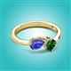 3 - Lysha 1.30 ctw Tanzanite Pear Shape (7x5 mm) & Lab Created Emerald Cushion Shape (5.00 mm) Toi Et Moi Engagement Ring 