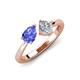 4 - Lysha 1.25 ctw Tanzanite Pear Shape (7x5 mm) & Natural Diamond Cushion Shape (5.00 mm) Toi Et Moi Engagement Ring 