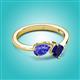 3 - Lysha 1.56 ctw Tanzanite Pear Shape (7x5 mm) & Lab Created Blue Sapphire Cushion Shape (5.00 mm) Toi Et Moi Engagement Ring 
