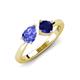 4 - Lysha 1.56 ctw Tanzanite Pear Shape (7x5 mm) & Lab Created Blue Sapphire Cushion Shape (5.00 mm) Toi Et Moi Engagement Ring 