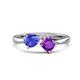 1 - Lysha 1.25 ctw Tanzanite Pear Shape (7x5 mm) & Amethyst Cushion Shape (5.00 mm) Toi Et Moi Engagement Ring 