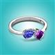 3 - Lysha 1.25 ctw Tanzanite Pear Shape (7x5 mm) & Amethyst Cushion Shape (5.00 mm) Toi Et Moi Engagement Ring 