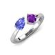 4 - Lysha 1.25 ctw Tanzanite Pear Shape (7x5 mm) & Amethyst Cushion Shape (5.00 mm) Toi Et Moi Engagement Ring 