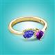 3 - Lysha 1.25 ctw Tanzanite Pear Shape (7x5 mm) & Amethyst Cushion Shape (5.00 mm) Toi Et Moi Engagement Ring 