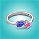 3 - Lysha 1.56 ctw Tanzanite Pear Shape (7x5 mm) & Lab Created Pink Sapphire Cushion Shape (5.00 mm) Toi Et Moi Engagement Ring 