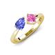 4 - Lysha 1.56 ctw Tanzanite Pear Shape (7x5 mm) & Lab Created Pink Sapphire Cushion Shape (5.00 mm) Toi Et Moi Engagement Ring 