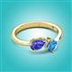 3 - Lysha 1.50 ctw Tanzanite Pear Shape (7x5 mm) & Blue Topaz Cushion Shape (5.00 mm) Toi Et Moi Engagement Ring 