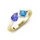 4 - Lysha 1.50 ctw Tanzanite Pear Shape (7x5 mm) & Blue Topaz Cushion Shape (5.00 mm) Toi Et Moi Engagement Ring 