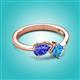 3 - Lysha 1.50 ctw Tanzanite Pear Shape (7x5 mm) & Blue Topaz Cushion Shape (5.00 mm) Toi Et Moi Engagement Ring 