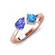 4 - Lysha 1.50 ctw Tanzanite Pear Shape (7x5 mm) & Blue Topaz Cushion Shape (5.00 mm) Toi Et Moi Engagement Ring 