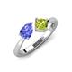 4 - Lysha 1.40 ctw Tanzanite Pear Shape (7x5 mm) & Peridot Cushion Shape (5.00 mm) Toi Et Moi Engagement Ring 