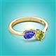 3 - Lysha 1.40 ctw Tanzanite Pear Shape (7x5 mm) & Peridot Cushion Shape (5.00 mm) Toi Et Moi Engagement Ring 
