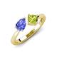 4 - Lysha 1.40 ctw Tanzanite Pear Shape (7x5 mm) & Peridot Cushion Shape (5.00 mm) Toi Et Moi Engagement Ring 