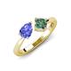 4 - Lysha 1.56 ctw Tanzanite Pear Shape (7x5 mm) & Lab Created Alexandrite Cushion Shape (5.00 mm) Toi Et Moi Engagement Ring 