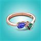 3 - Lysha 1.56 ctw Tanzanite Pear Shape (7x5 mm) & Lab Created Alexandrite Cushion Shape (5.00 mm) Toi Et Moi Engagement Ring 