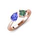 4 - Lysha 1.56 ctw Tanzanite Pear Shape (7x5 mm) & Lab Created Alexandrite Cushion Shape (5.00 mm) Toi Et Moi Engagement Ring 