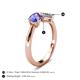 5 - Lysha 1.32 ctw Tanzanite Pear Shape (7x5 mm) & Moissanite Cushion Shape (5.00 mm) Toi Et Moi Engagement Ring 