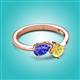 3 - Lysha 1.56 ctw Tanzanite Pear Shape (7x5 mm) & Lab Created Yellow Sapphire Cushion Shape (5.00 mm) Toi Et Moi Engagement Ring 