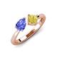 4 - Lysha 1.56 ctw Tanzanite Pear Shape (7x5 mm) & Lab Created Yellow Sapphire Cushion Shape (5.00 mm) Toi Et Moi Engagement Ring 