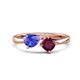 1 - Lysha 1.37 ctw Tanzanite Pear Shape (7x5 mm) & Rhodolite Garnet Cushion Shape (5.00 mm) Toi Et Moi Engagement Ring 
