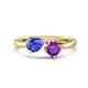 1 - Lysha 1.25 ctw Tanzanite Pear Shape (7x5 mm) & Amethyst Cushion Shape (5.00 mm) Toi Et Moi Engagement Ring 