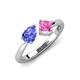 4 - Lysha 1.56 ctw Tanzanite Pear Shape (7x5 mm) & Lab Created Pink Sapphire Cushion Shape (5.00 mm) Toi Et Moi Engagement Ring 