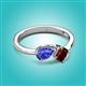 3 - Lysha 1.50 ctw Tanzanite Pear Shape (7x5 mm) & Red Garnet Cushion Shape (5.00 mm) Toi Et Moi Engagement Ring 