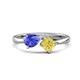 1 - Lysha 1.56 ctw Tanzanite Pear Shape (7x5 mm) & Lab Created Yellow Sapphire Cushion Shape (5.00 mm) Toi Et Moi Engagement Ring 