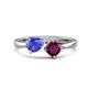 1 - Lysha 1.37 ctw Tanzanite Pear Shape (7x5 mm) & Rhodolite Garnet Cushion Shape (5.00 mm) Toi Et Moi Engagement Ring 