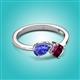 3 - Lysha 1.37 ctw Tanzanite Pear Shape (7x5 mm) & Rhodolite Garnet Cushion Shape (5.00 mm) Toi Et Moi Engagement Ring 