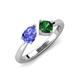 4 - Lysha 1.30 ctw Tanzanite Pear Shape (7x5 mm) & Lab Created Emerald Cushion Shape (5.00 mm) Toi Et Moi Engagement Ring 